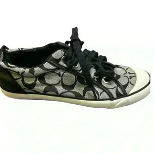 COACH Barrett II Monogram Signature C Black Gray Sneaker Size 7.5W Grey low top